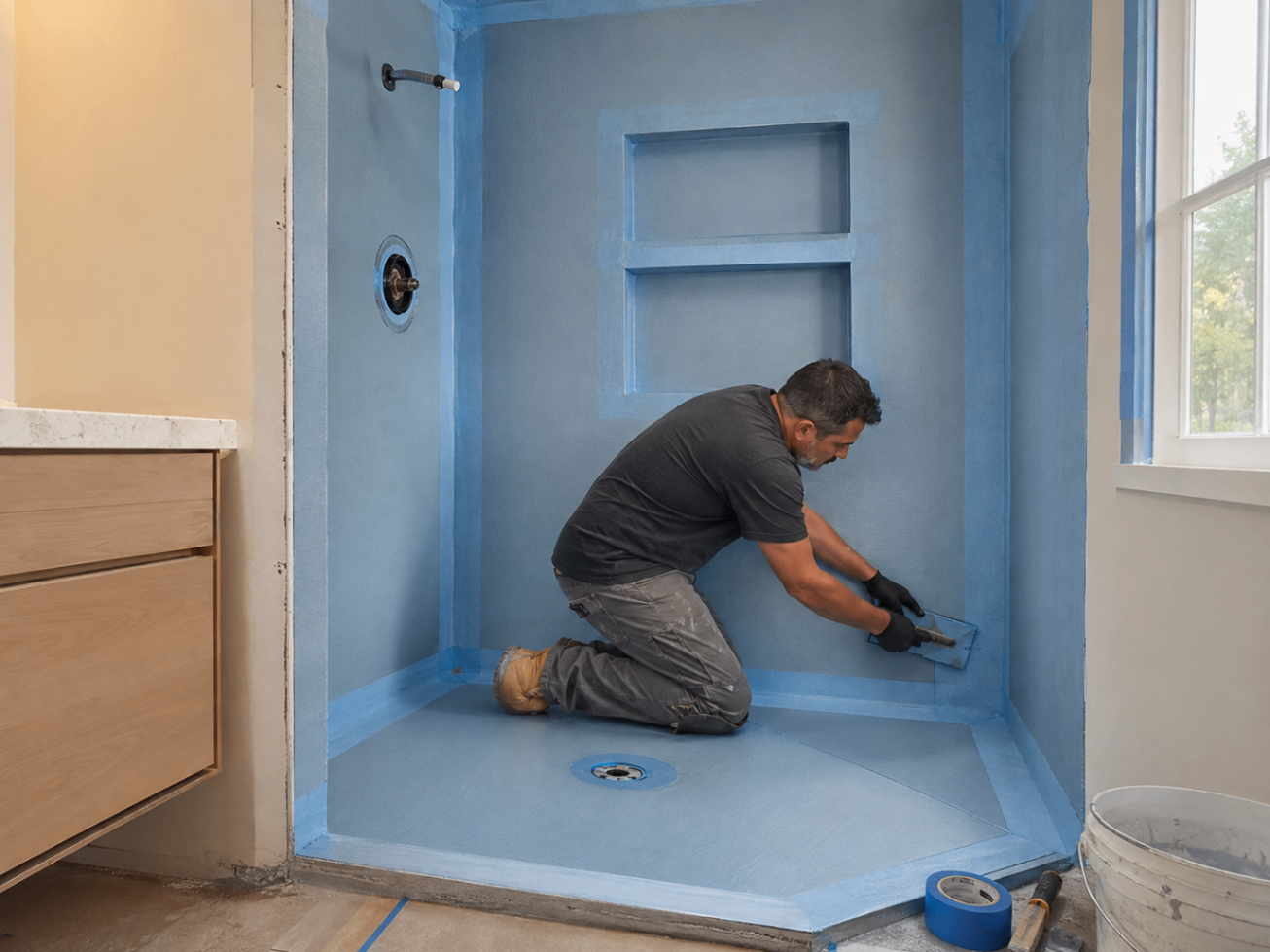 Waterproofing a custom shower